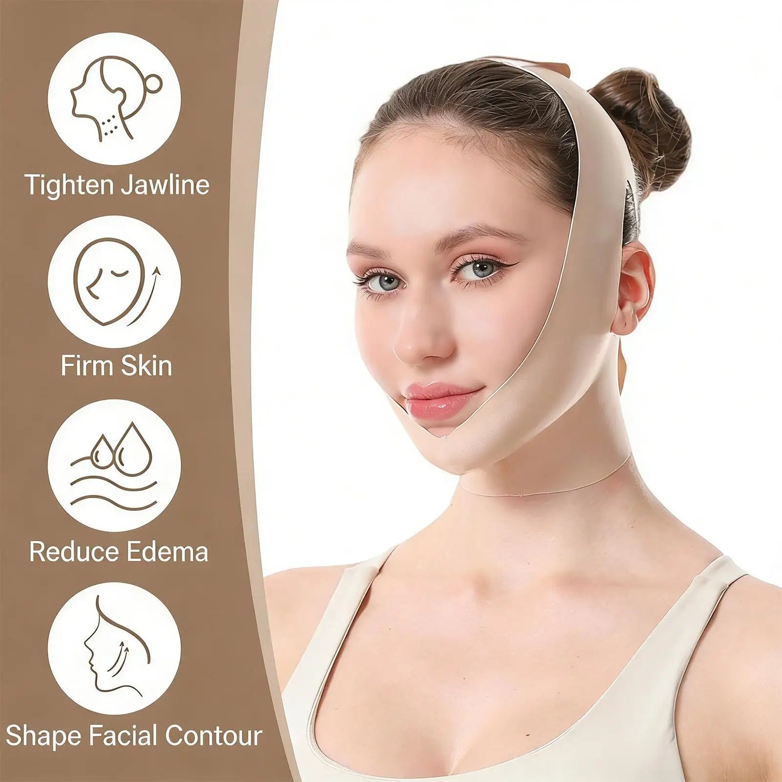 Adjustable Face Slimming Chin Strap – Breathable Neck Tightening Wrap for Jawline Sculpting While Sleeping