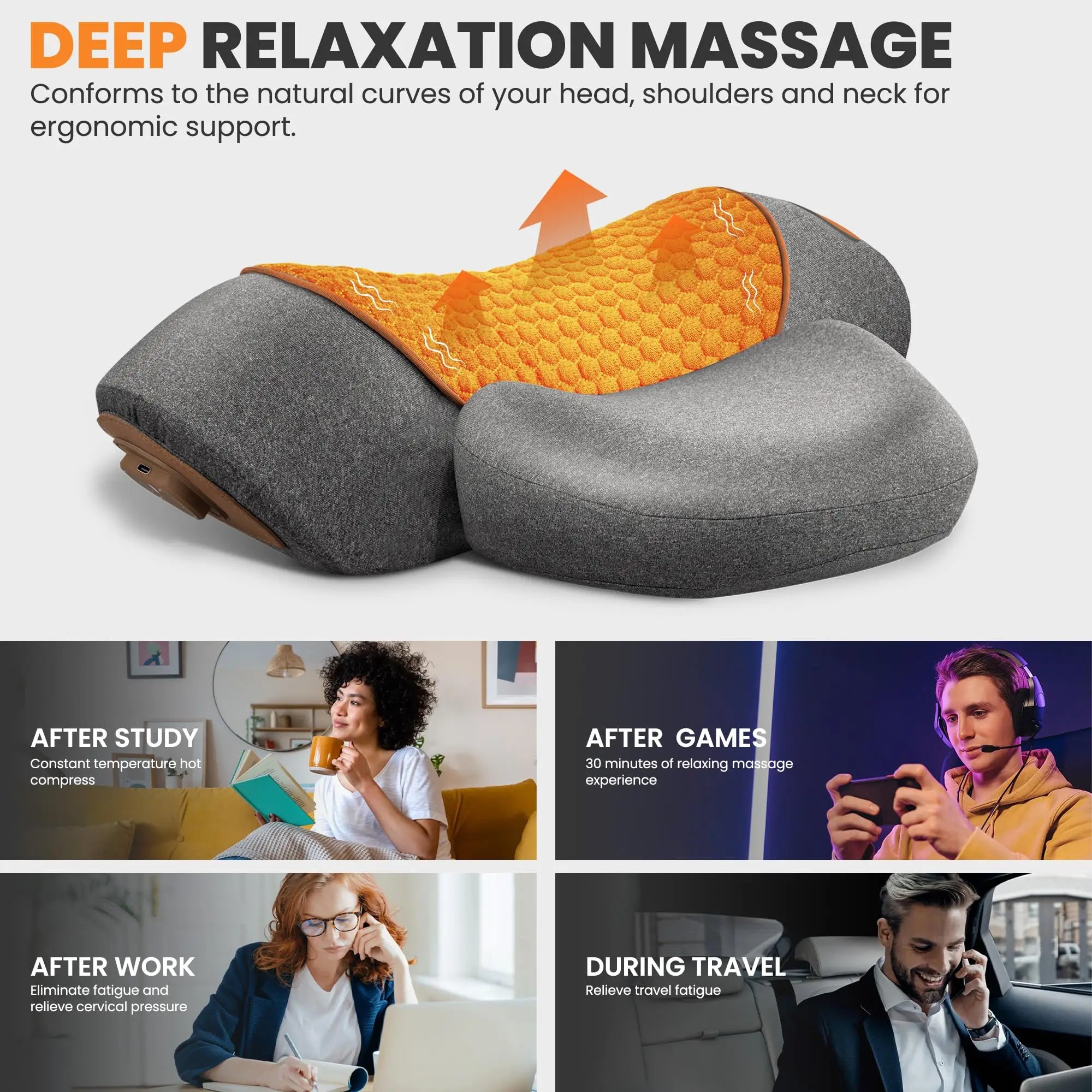 Electric Neck Massager Cervical Pillow – Hot Compress Heating & Vibration for Neck, Shoulder & Back Traction
