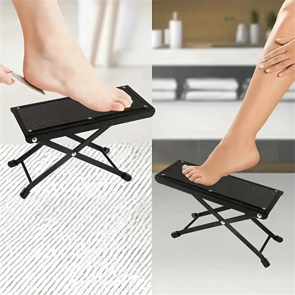 Folding Foot Rest – 4-Height Adjustable Pedal Footrest for Beauty Salons, Home Pedicures & Guitar Pedal