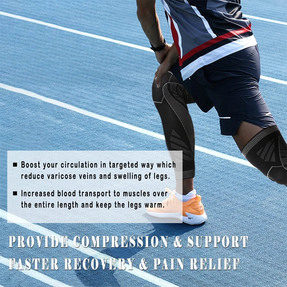 BraceTop Full Leg Compression Sleeves – Long Knee Brace & Leg Support for Basketball, Football & Knee Pain Relief