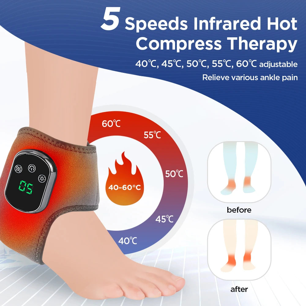 Electric Foot Heat Massager – Hot Compress Vibration Massager for Foot & Ankle Joint Relief