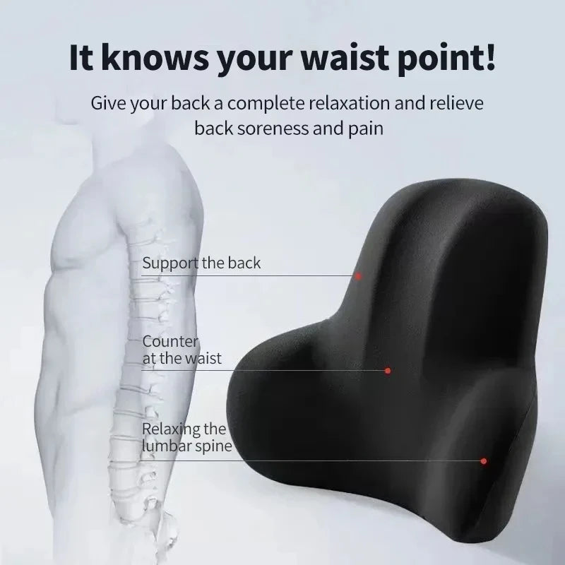 HEALTENCE Memory Foam Office Chair Cushion – Lumbar Support for Back Pain Relief