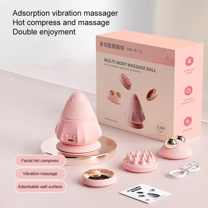 Electric Vibrating Massage Ball – Myofascial Release Tool with Suction Cup for Deep Tissue Muscle Relaxation