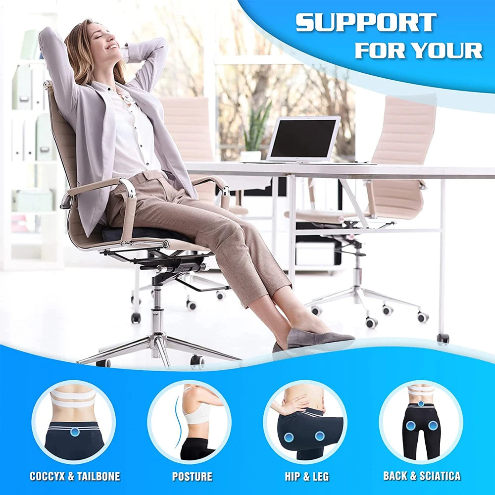 HEALTENCE Memory Foam Coccyx Seat Cushion – U-Shaped Ergonomic Support