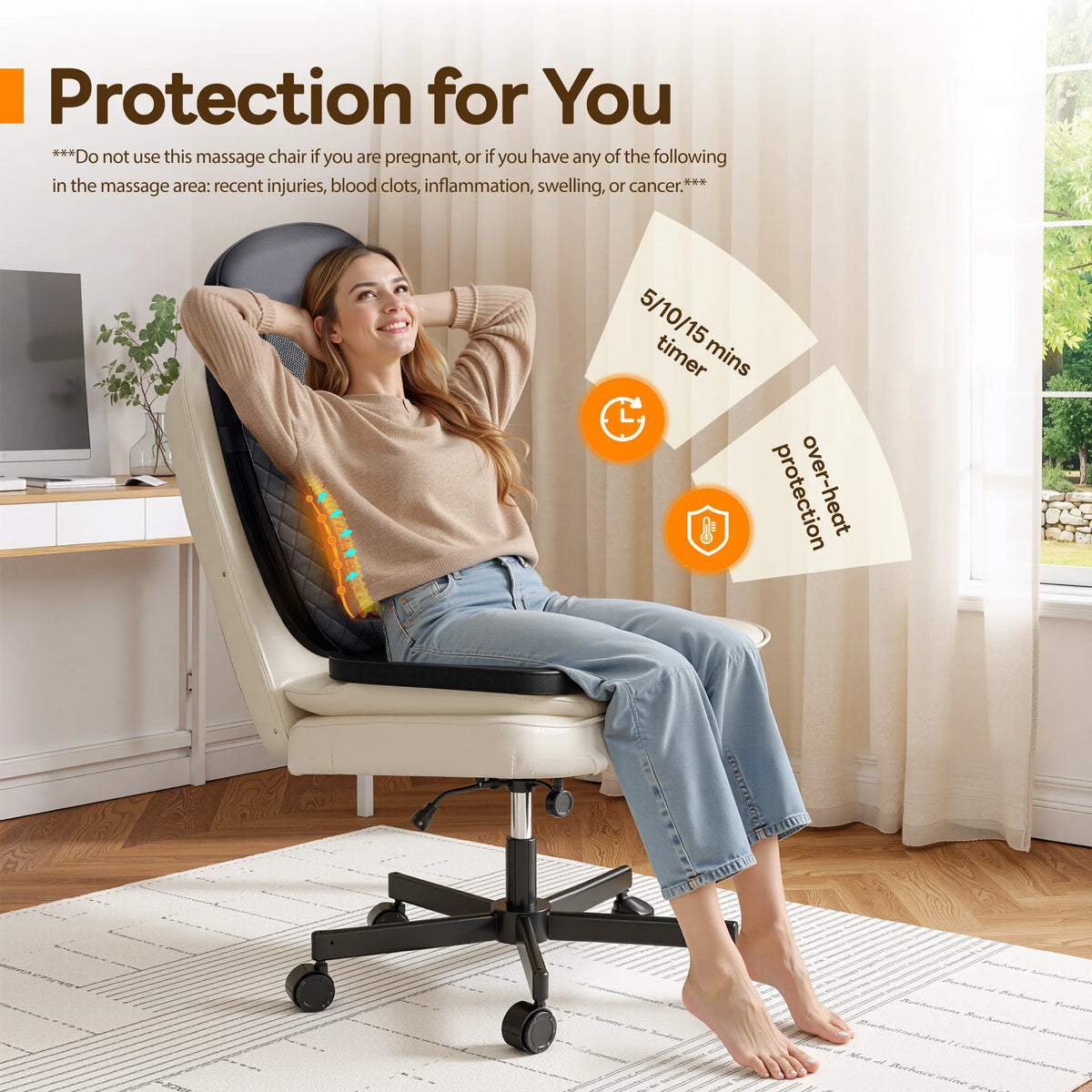 Electric Back Massager with Heat - Chair Pad