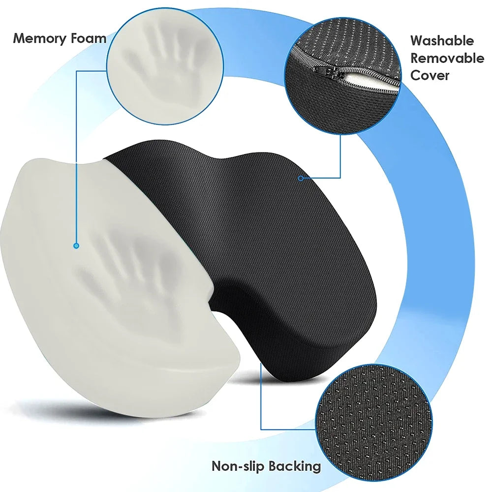 HEALTENCE Memory Foam Coccyx Seat Cushion – U-Shaped Ergonomic Support