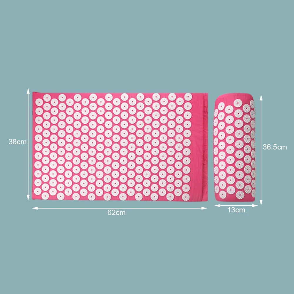 Acupressure Pillow Set with Storage Bag – Neck, Back & Foot Massage Mat for Blood Circulation