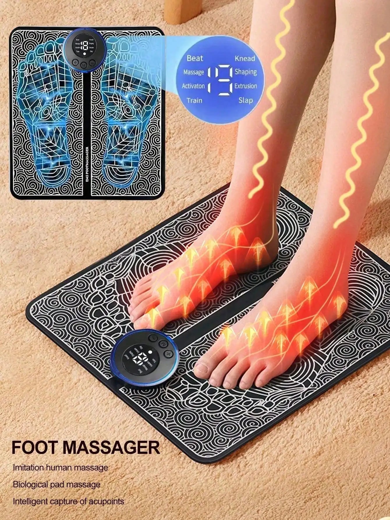 EMS Foot Massager Rechargeable Pad – Electric Foot Massage Tool for Blood Circulation & Relaxation