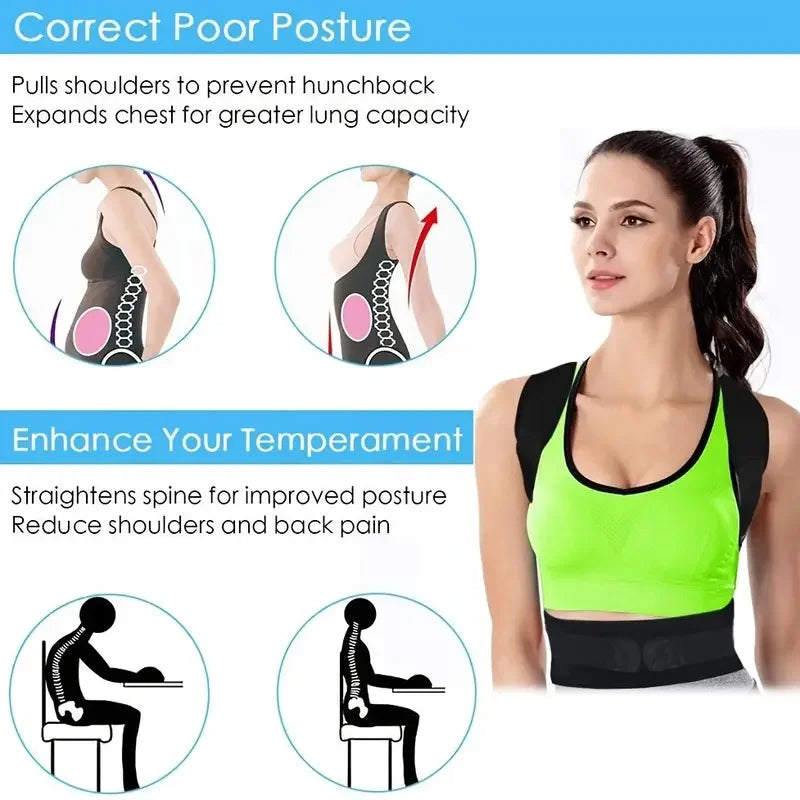 Posture Corrector for Men and Women, Adjustable Upper Back Brace, Muscle Memory Support Straightener, Providing Pain Relief