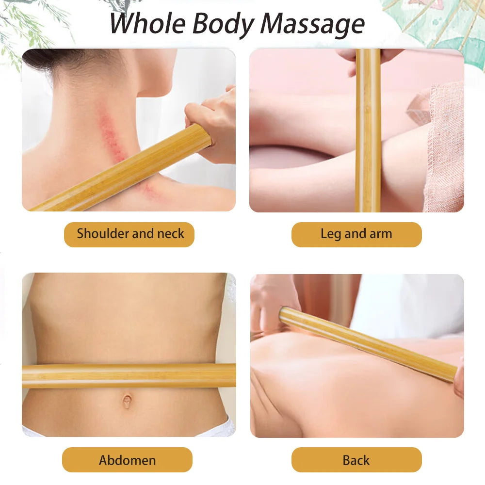 Natural Bamboo Massage Sticks – Wood Therapy Maderoterapia Gua Sha Tool for Muscle Pain Relief