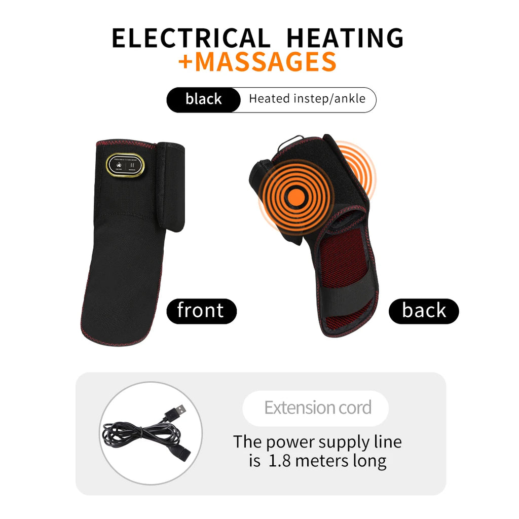 Wireless Ankle Heating Pad Electric Vibration Massage Heated Foot Hand Wrap for Wrist Ankle Rechargeable Heating Wristband Brace