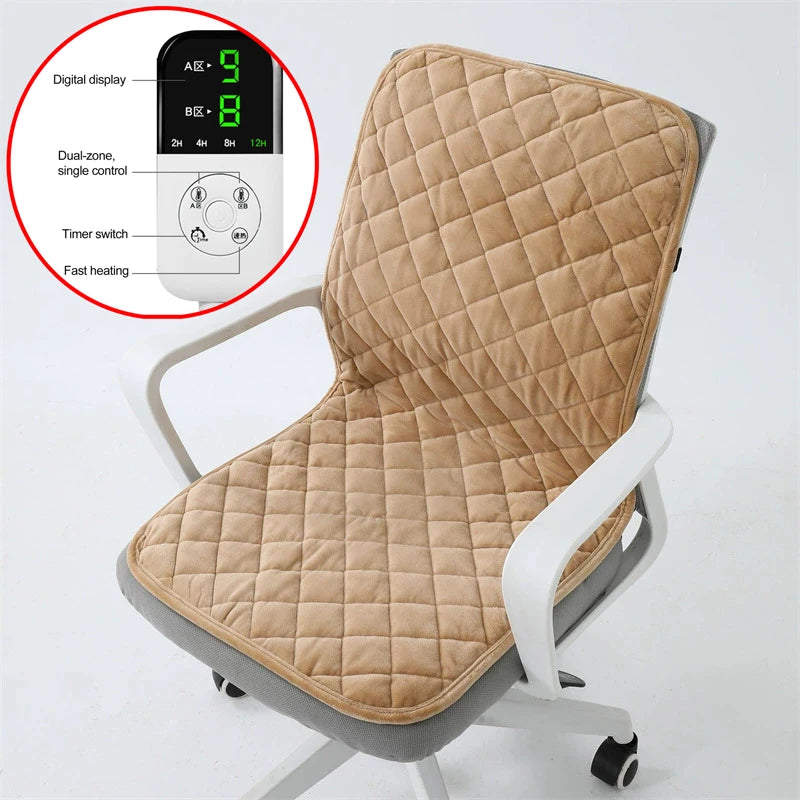 45x90cm Electric Heated Seat Cushion Office Chair Heating Mat Smart Timer Winter Warming Pad Integrated Backrest Pad 220V