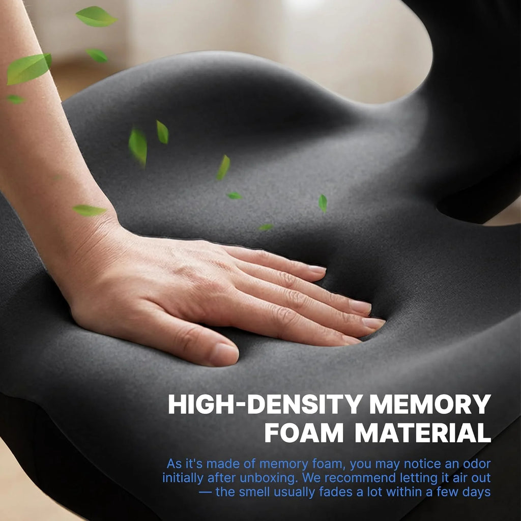 Ergonomic Memory Foam Seat Cushion – Lumbar Support for Office Chair & Car