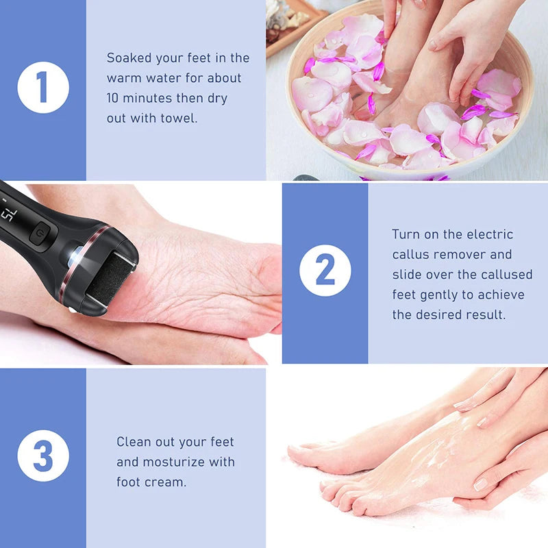 Electric Foot File & Sandpaper Heel Grinder – Professional Pedicure Tool for Dead Hard Skin & Callus Removal