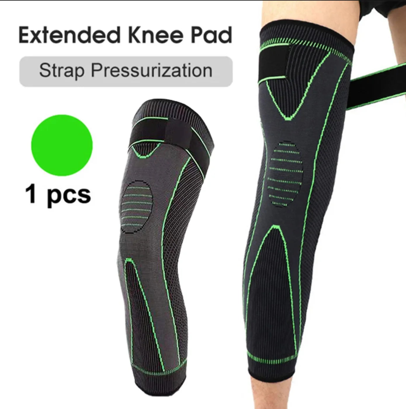 Non-Slip Elastic Long Leg Sleeve Knee Pads – Pressurized Running & Sports Warm Leg Protection