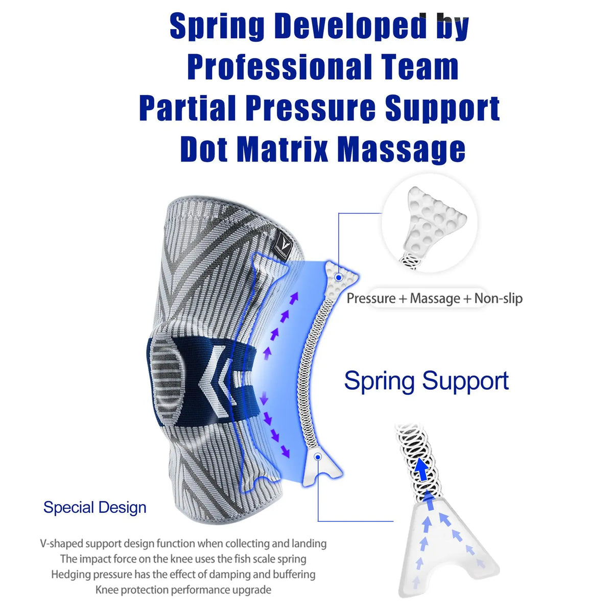 Elastic Sports Knee Compression Sleeve – Silicone Patella Gel & Side Spring Support