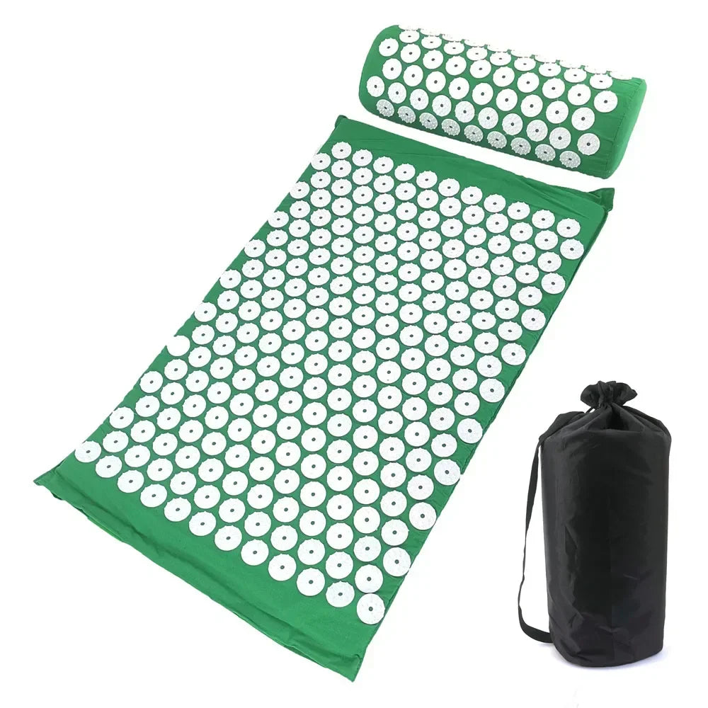 Acupressure Mat & Pillow Set – Spike Cushion Yoga Mat for Back, Body & Stress Pain Relief