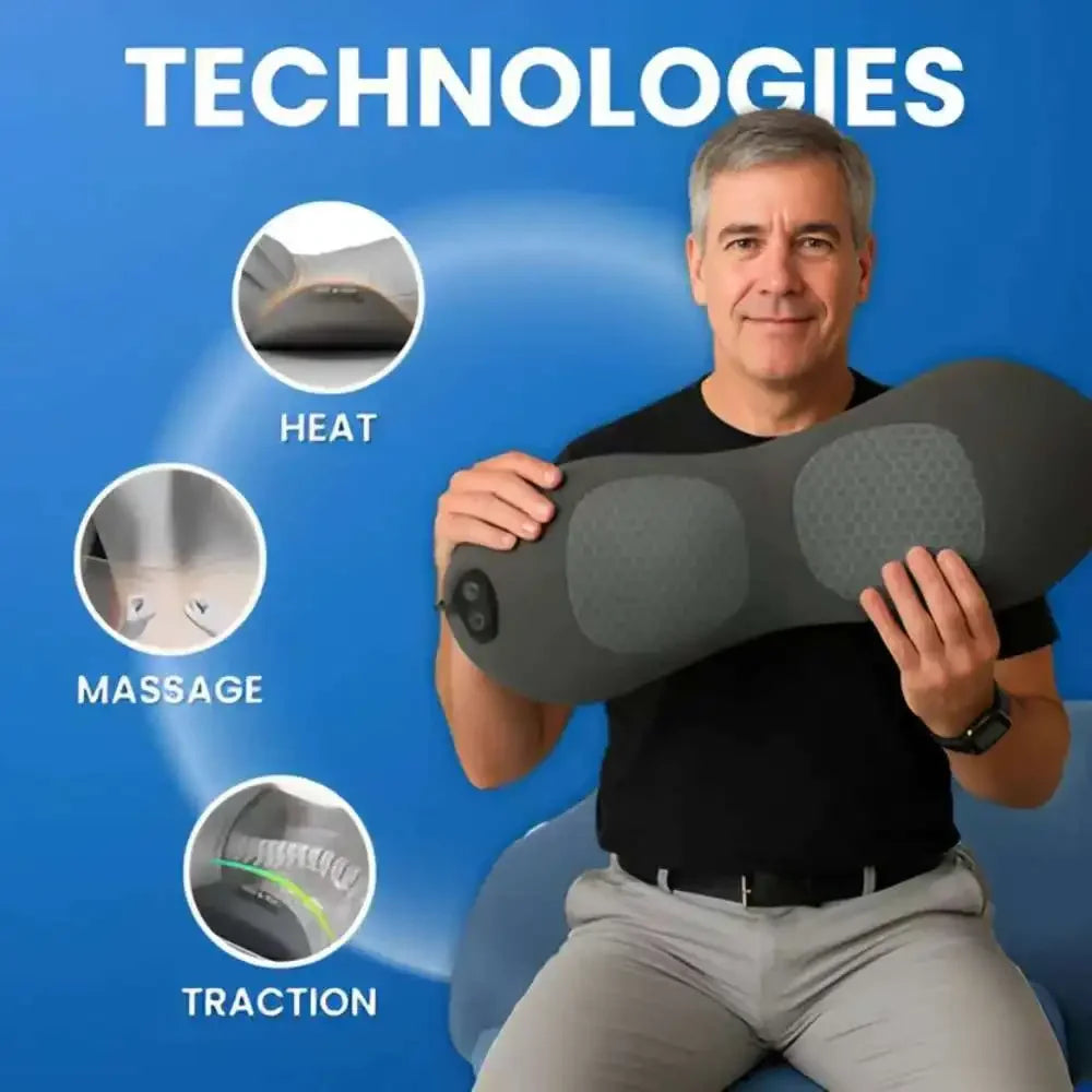 Okayso 3-in-1 Lumbar Support Pillow – Adjustable Height Back Massager & Heated Memory Foam Waist Pillow