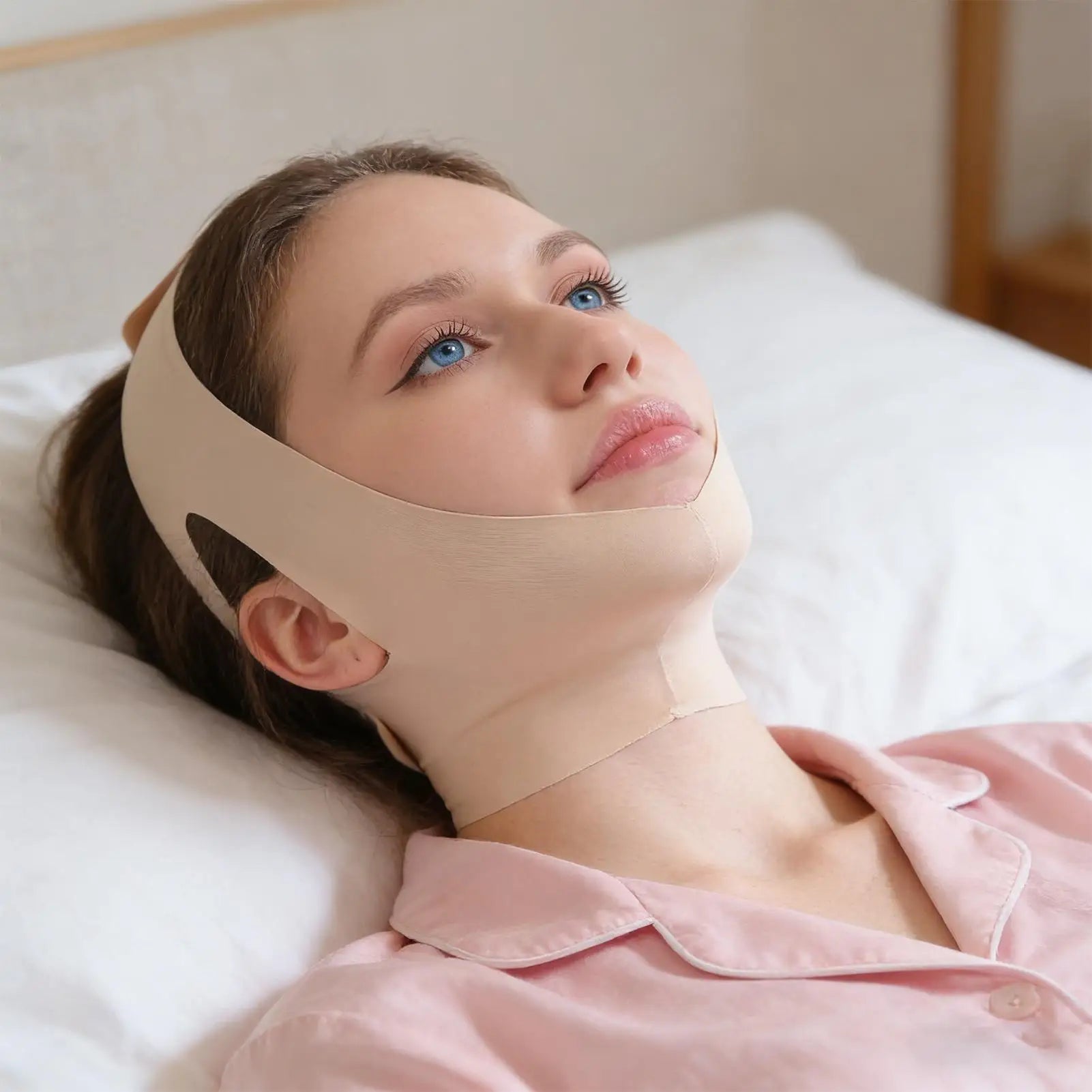 Adjustable Face Slimming Chin Strap – Breathable Neck Tightening Wrap for Jawline Sculpting While Sleeping