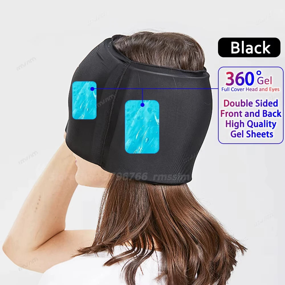 180/360Degree Gel Ice Headache Migraine Relief Hat Cold Compress Therapy Cap Ice Head Wrap Pack For Pressure Relieve Pain Mask