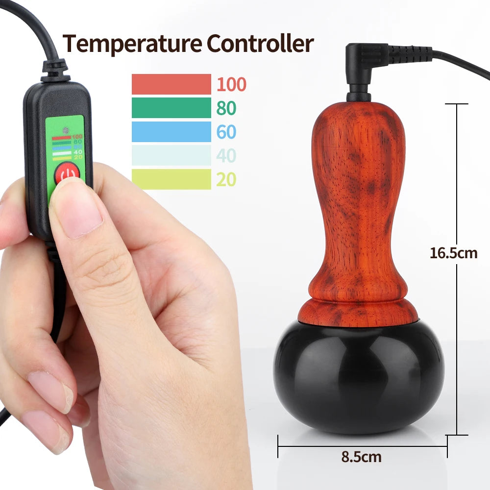 Hot Stone Gua Sha Electric Massager – Jade Warming Moxibustion for Neck, Back & Body