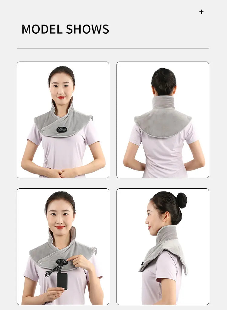 HEALTENCE Electric Heating Shoulder & Neck Pad – 3-Gear Thermal Vibration Massager
