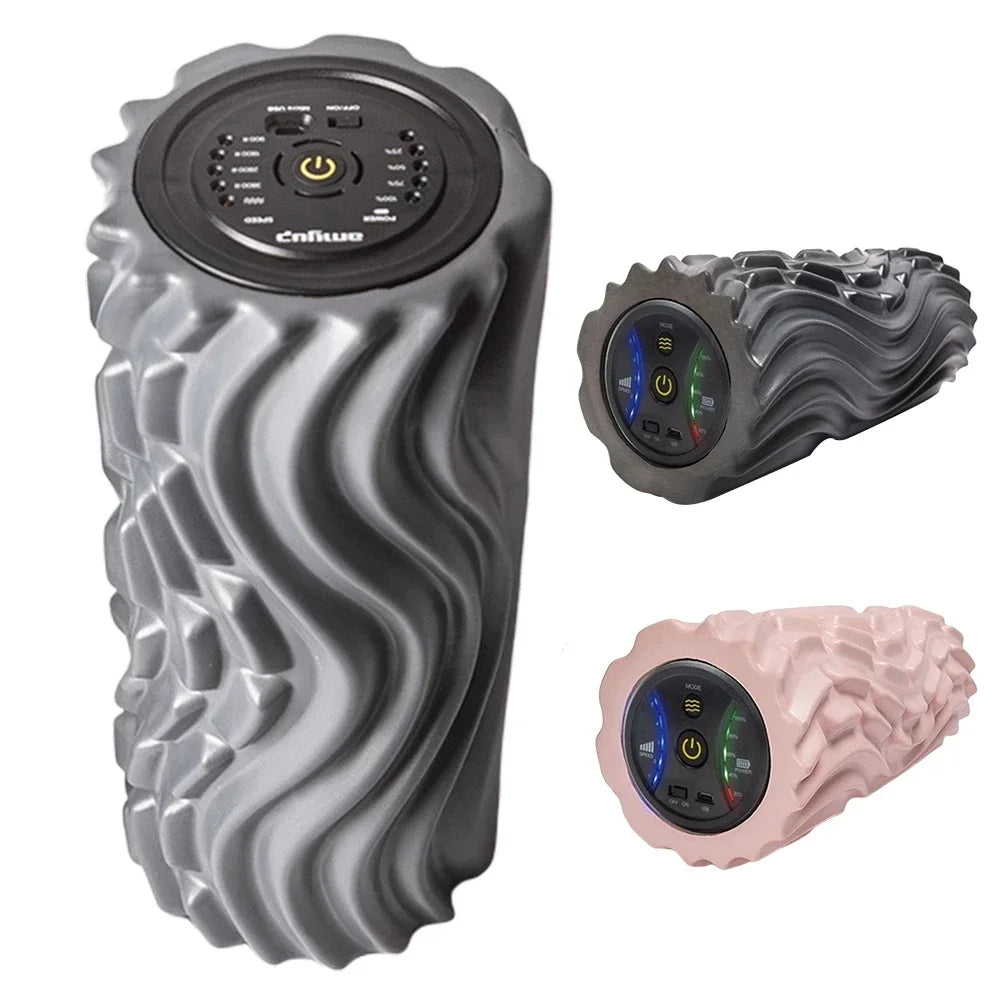 Electric Vibrating Foam Roller – 4/5-Speed USB Rechargeable Deep Tissue Muscle Relaxation for Yoga & Gym