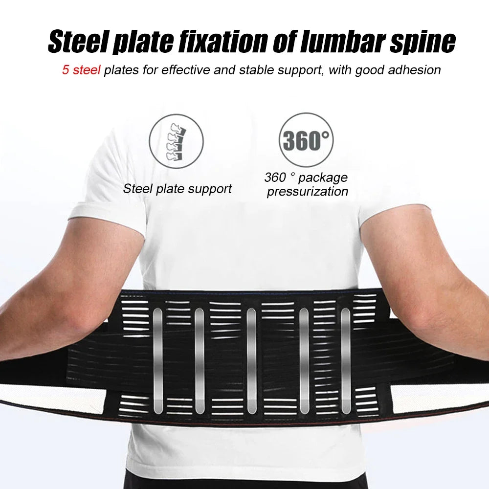 Lower Back Brace with 5 Stays – Breathable Anti-Skid Lumbar Support Belt for Men & Women