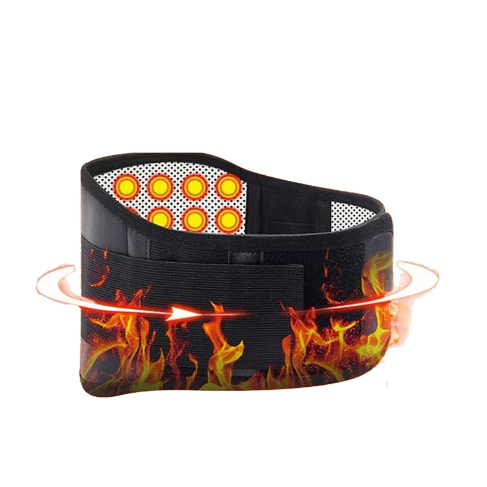 Tourmaline Self-Heating Magnetic Therapy Waist Belt – Double Banded Adjustable Lumbar Back Support Brace