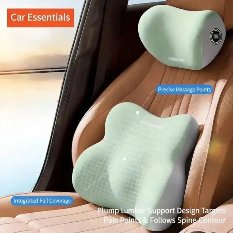 Car Headrest & Lumbar Support Cushion – Memory Foam Backrest & Neck Pillow Car Accessory