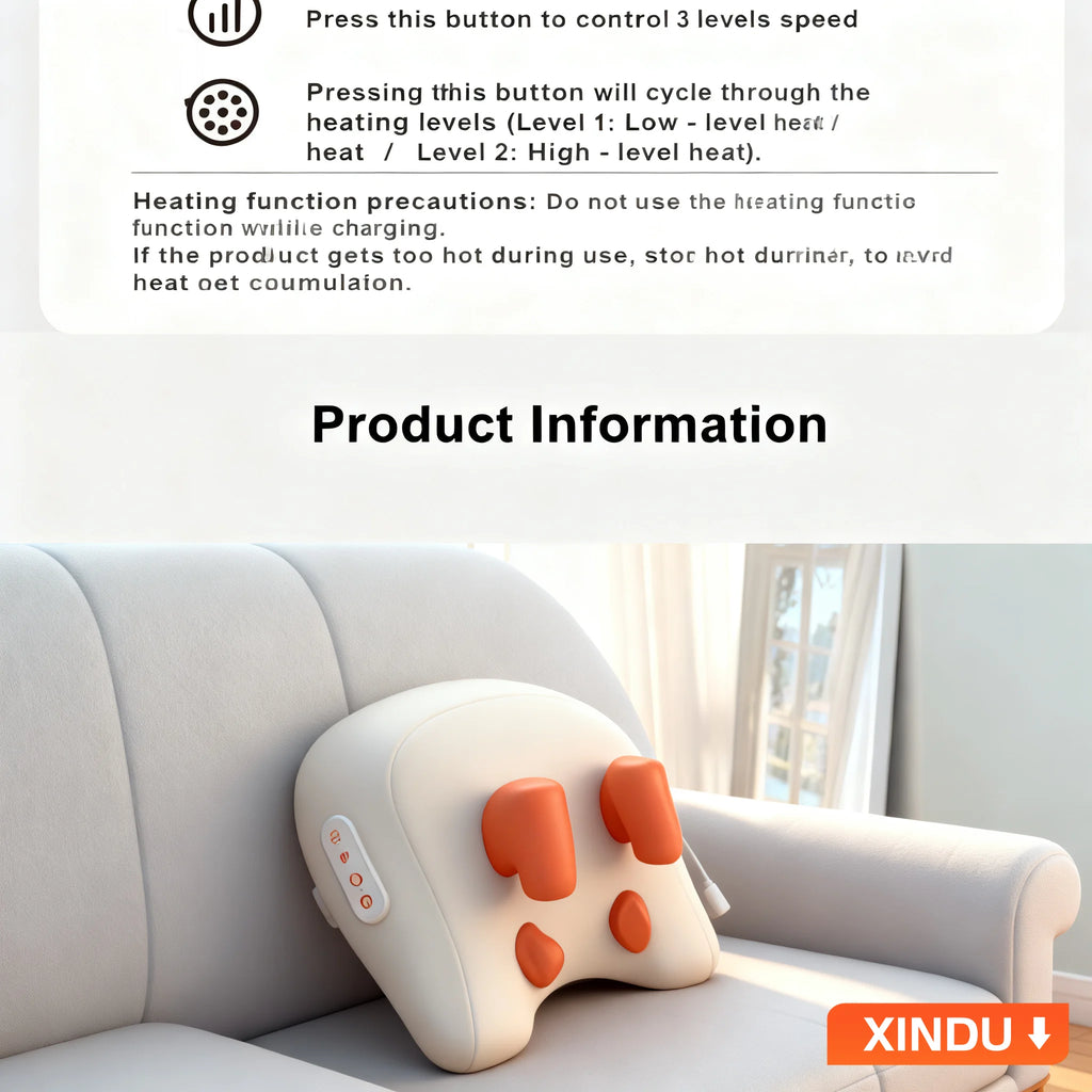 SPA Portable Wireless Pillow Massager – Super Strong Neck & Shoulder Warm Massage Device