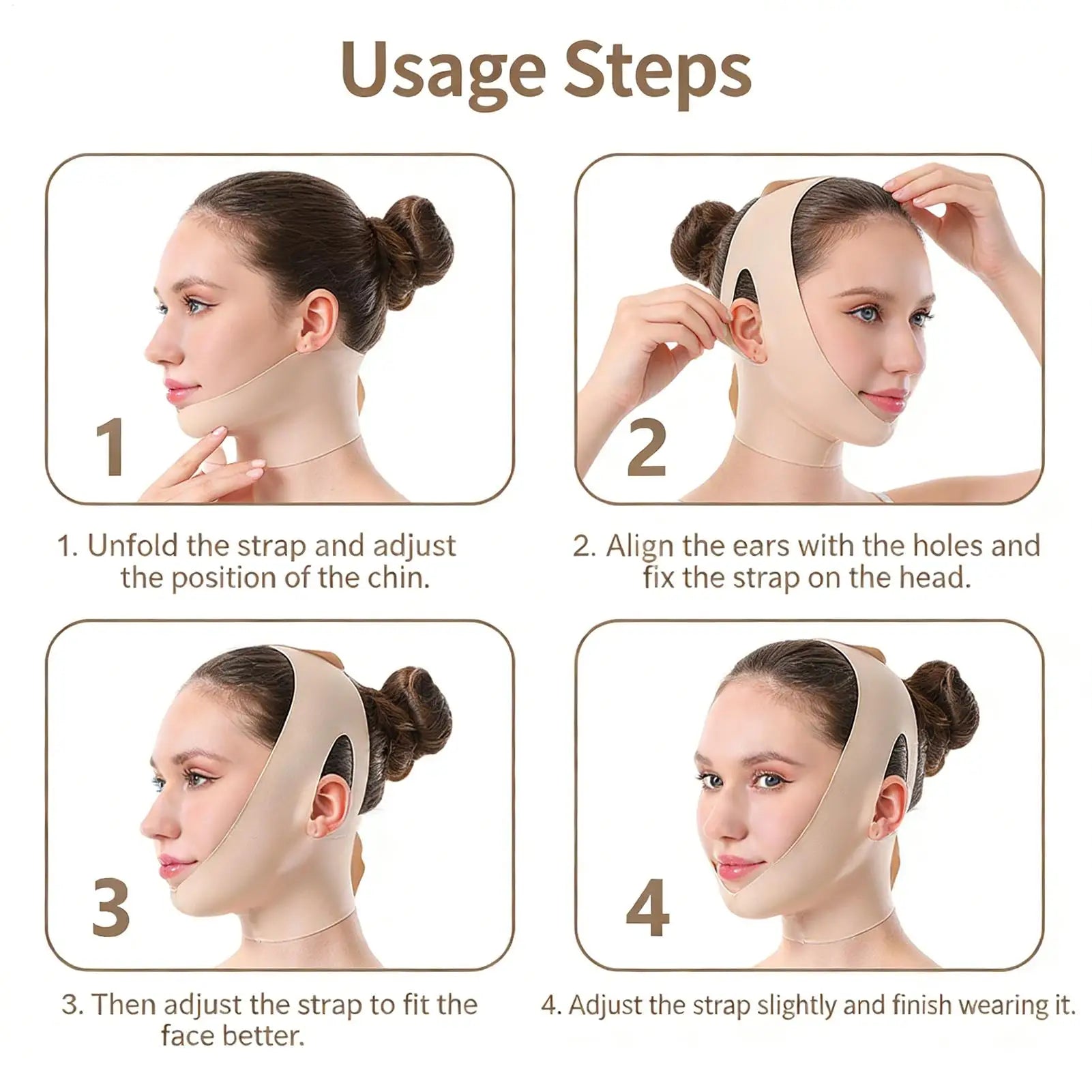 Adjustable Face Slimming Chin Strap – Breathable Neck Tightening Wrap for Jawline Sculpting While Sleeping