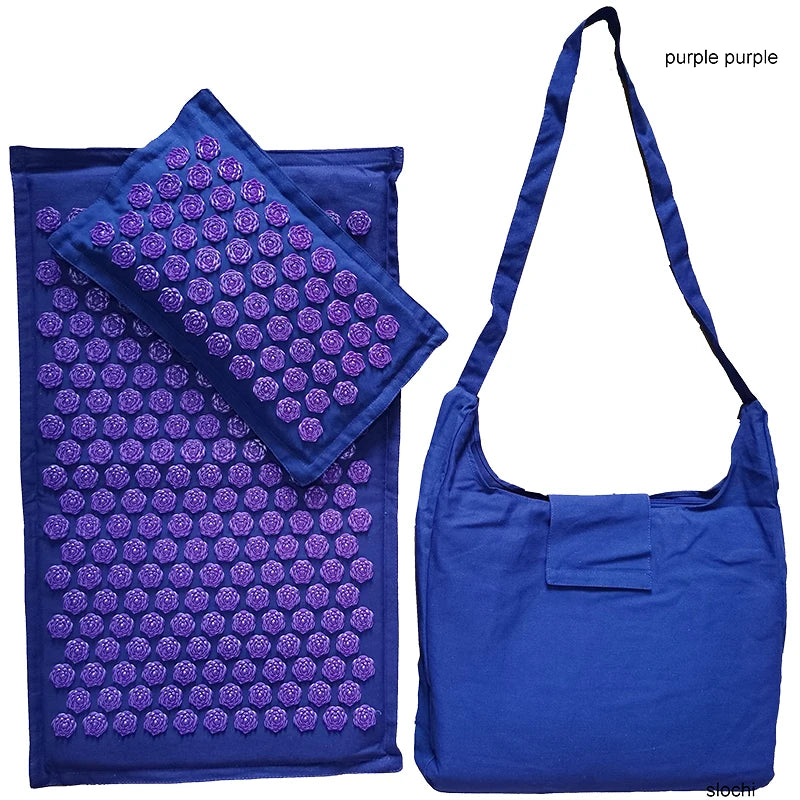 Nature Linen Coconut Palm Acupressure Yoga Mat – Lotus Spike Mat with Bag & Pillow Cushion (74x44cm)