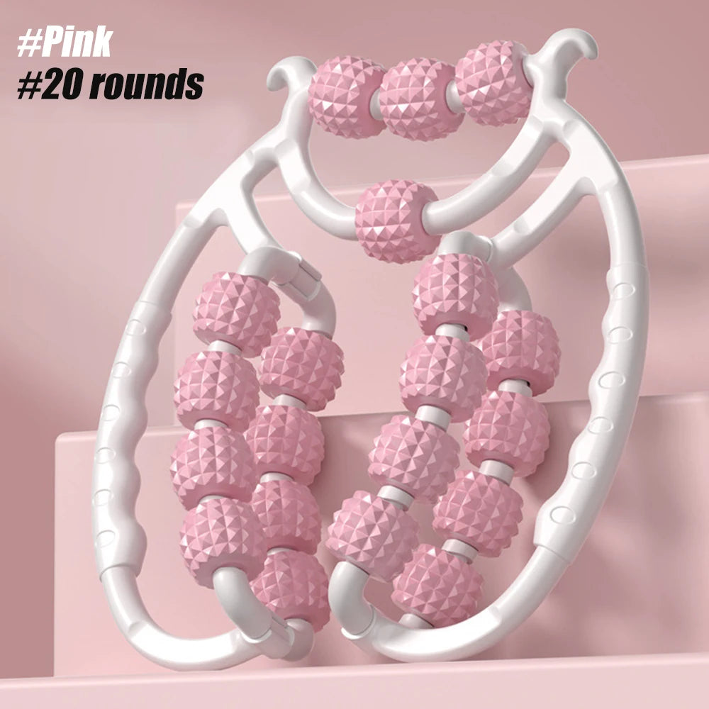 Trigger Point Foam Roller Stick – Spiky Massage Ball & 20-Wheel Cellulite Roller for Arms & Tennis Elbow