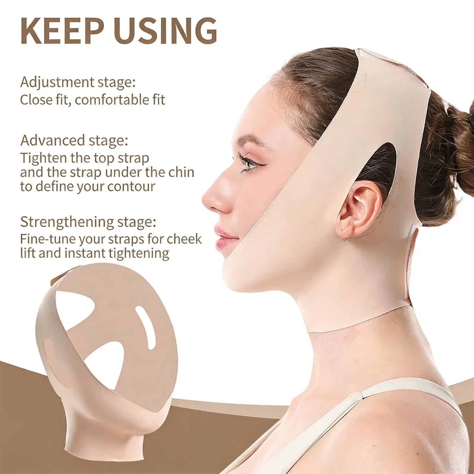 Adjustable Face Slimming Chin Strap – Breathable Neck Tightening Wrap for Jawline Sculpting While Sleeping