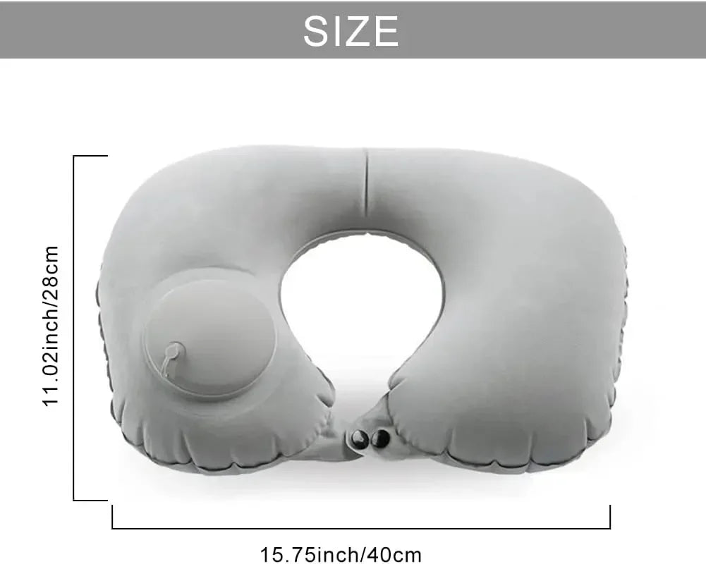 U-Shaped Inflatable Travel Neck Pillow – Press-to-Inflate