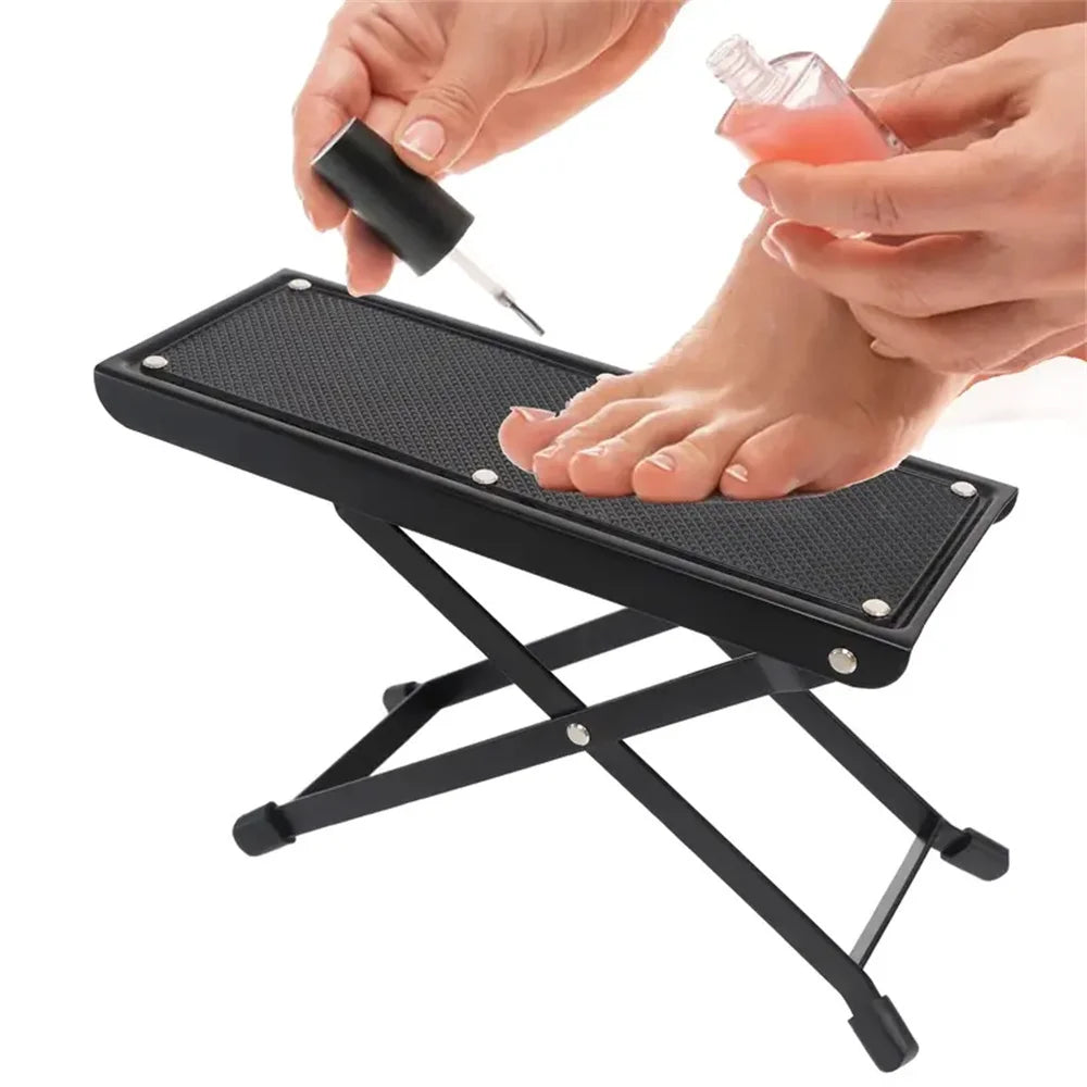 Folding Foot Rest 4-Height Adjustable Pedal Footrest Stand for Beauty Salons Home Pedicures Toe Nail Tool and Guitar Pedal Stool