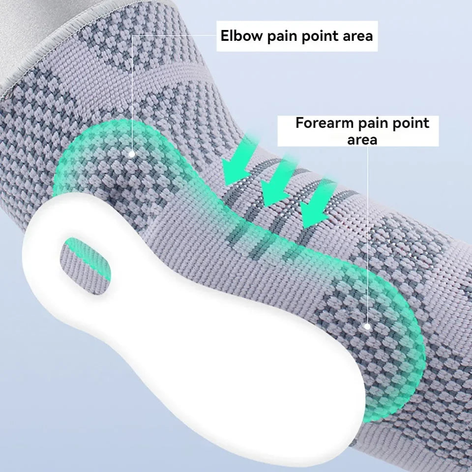 Silicone Compression Elbow Pads – 3D Knit Adjustable Elbow Support for Tennis, Basketball & Sports Injuries