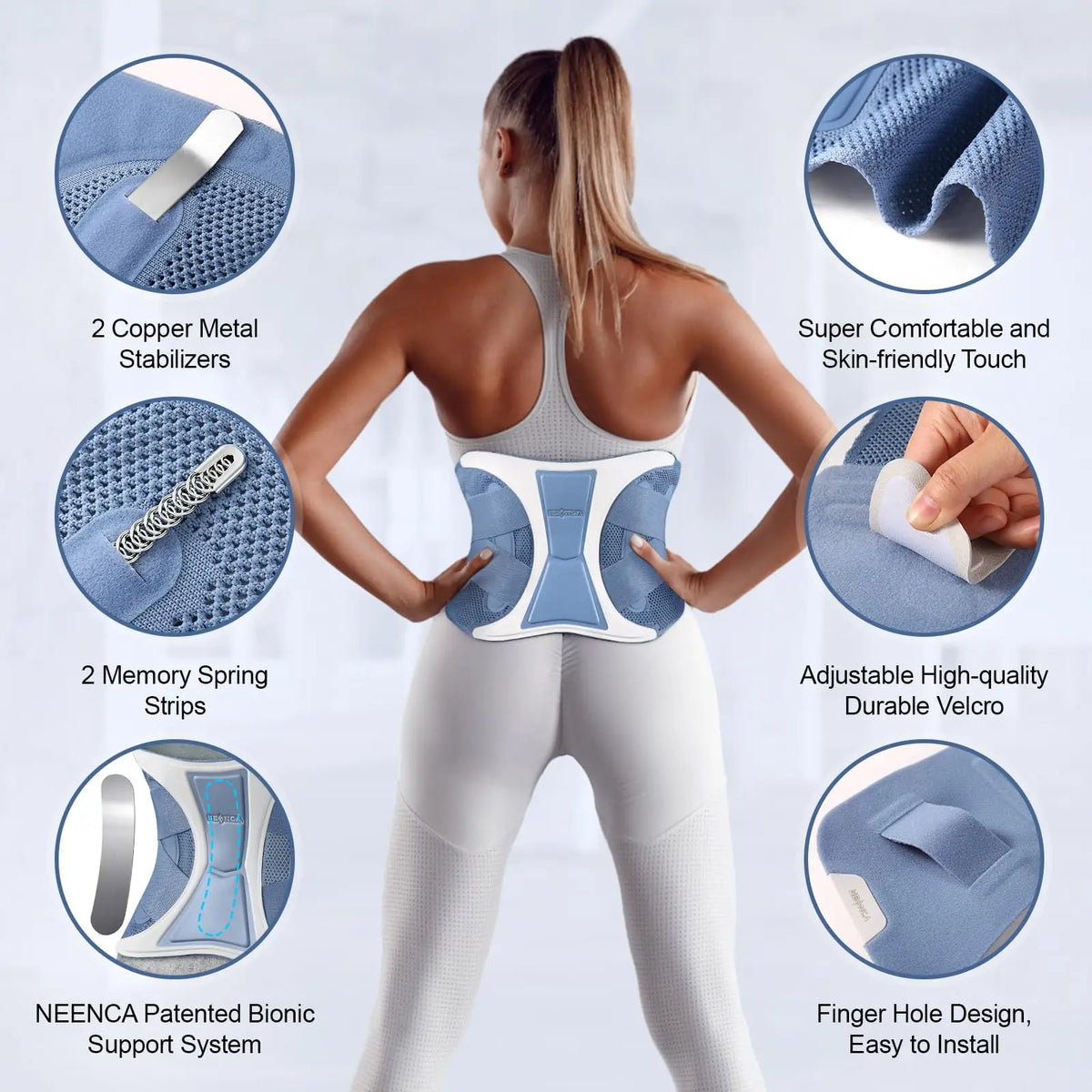 NEENCA Adjustable Back Support Brace – Lumbar Support Belt for Lower Back Pain, Sciatica & Scoliosis
