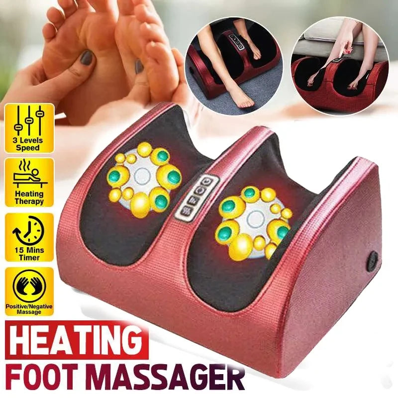 Heated Electric Foot & Calf Massager – Deep Kneading Shiatsu Roller Machine