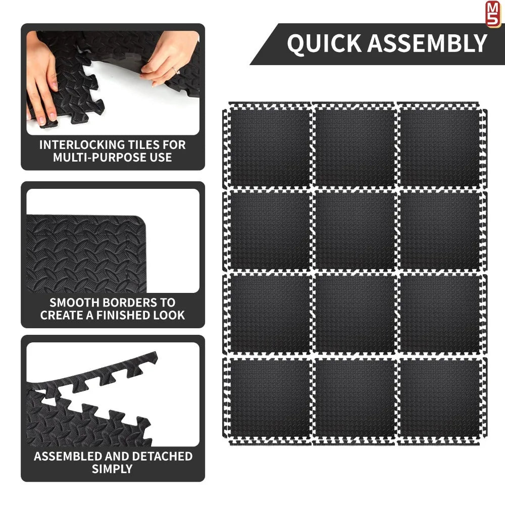 Massage Cushion EVA Foam Puzzle Exercise Mat for Home Gym, Interlocking Gym Floor Mats with Non-Slip Surface Acupressure Mat