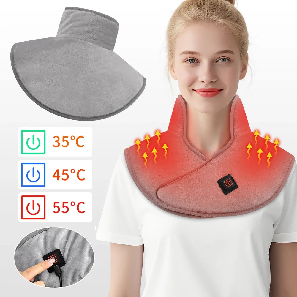 Electric Heating Shoulder & Neck Pad – Cervical Wrap with 3 Heat Settings Soft Hot Compress Back Shawl