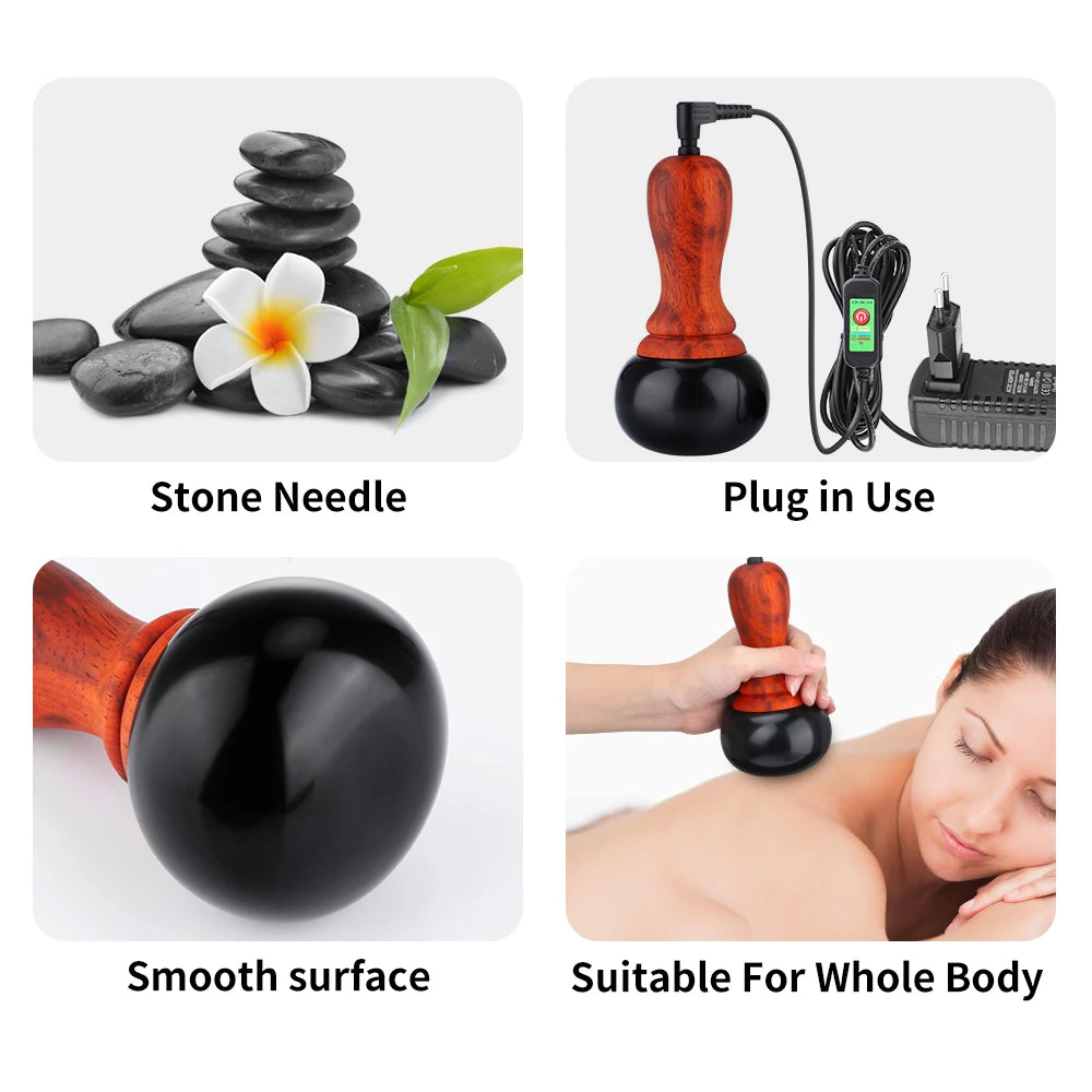Hot Stone Gua Sha Electric Massager Neck Back Body Hot Compress Jade Warming Moxibustion Dredging Meridian Massage Tools
