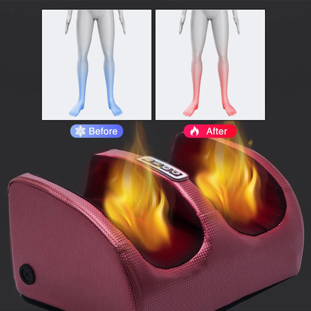 Heated Electric Foot & Calf Massager – Deep Kneading Shiatsu Roller Machine