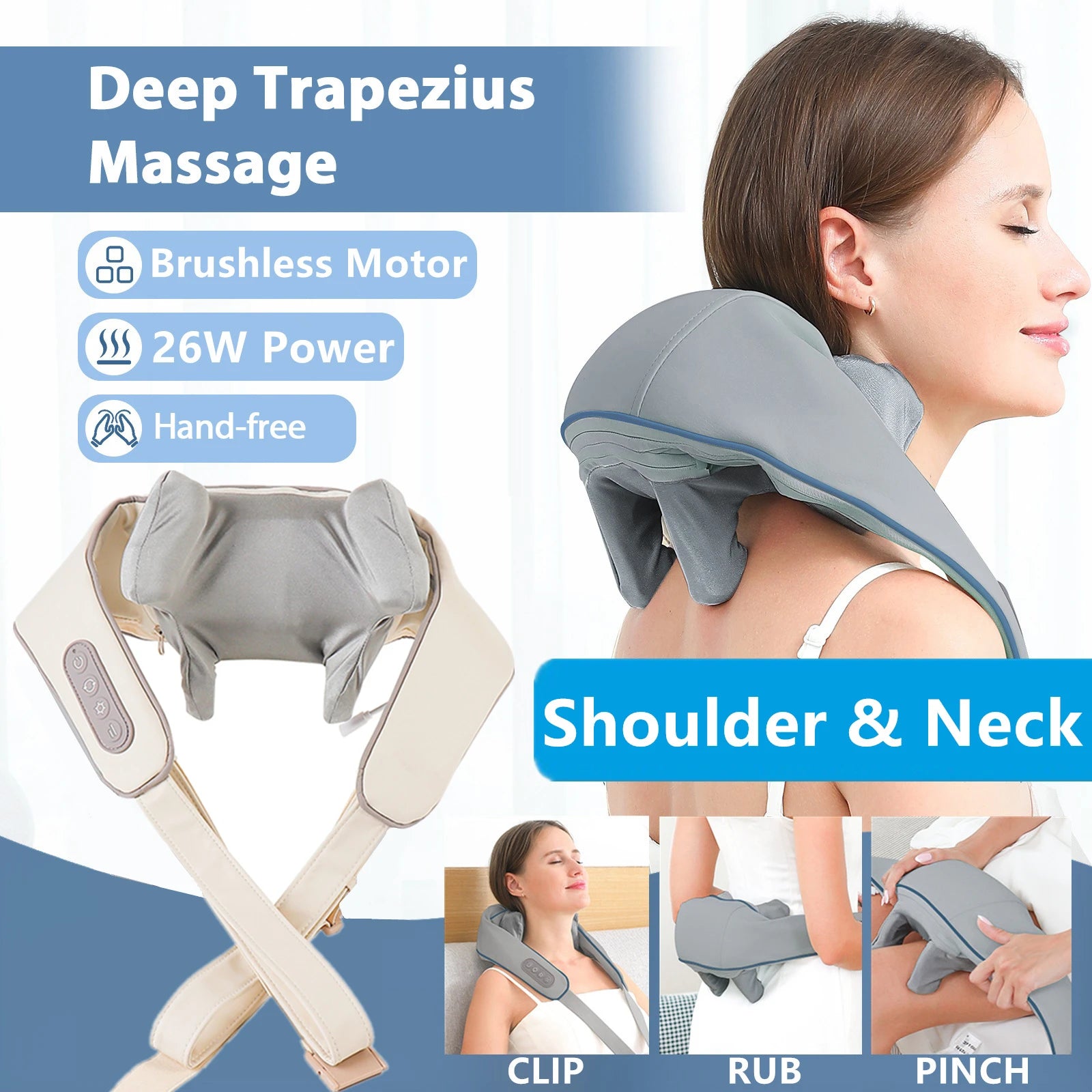 Foreverlily 26W Wireless Neck & Shoulder Kneading Massager Shawl – Trapezius & Cervical Relief