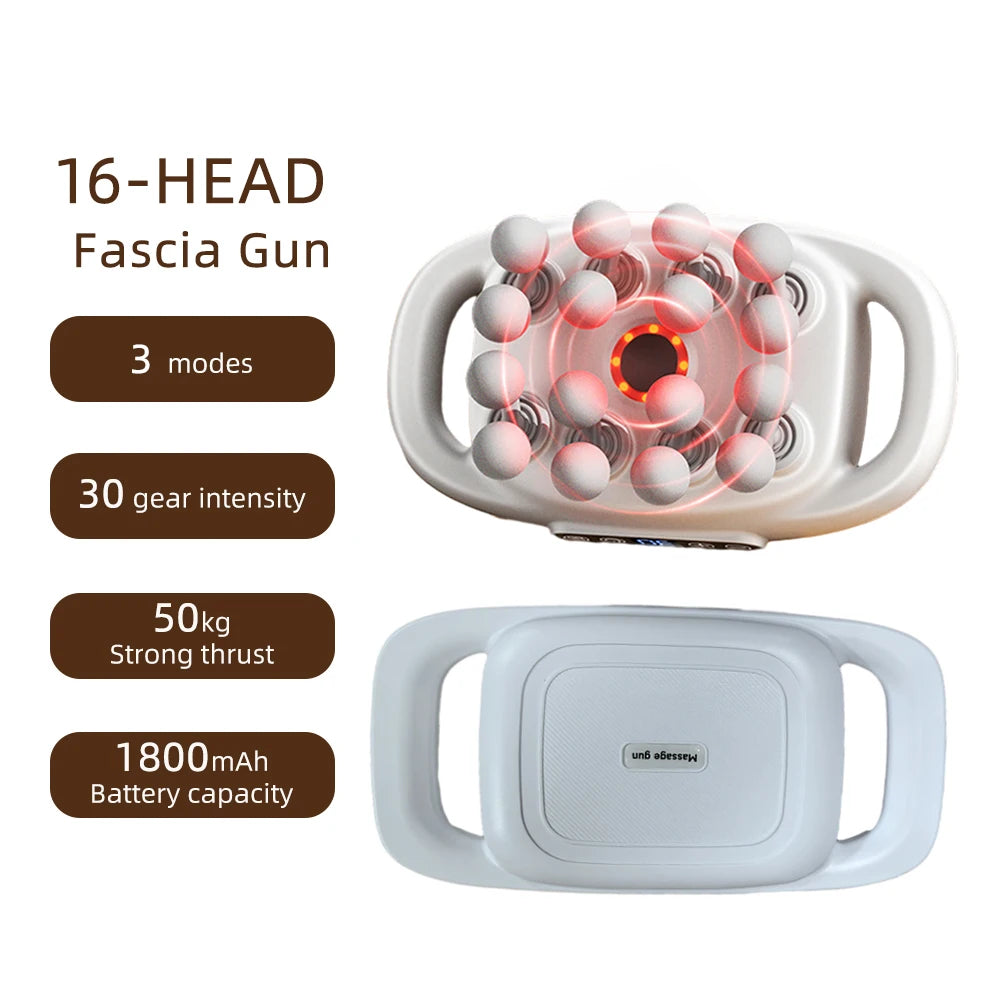 16-Head Fascia Gun – High-Frequency Vibration Body Massage Gun for Waist, Back, Neck & Shoulder Muscle Relief