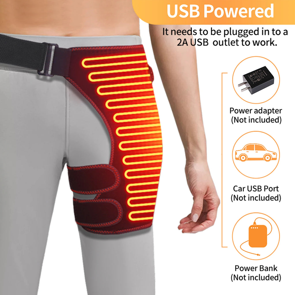 Full-Wrap Hip Heating Massager Brace – Sciatica & Buttock Relief, USB