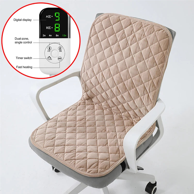45x90cm Electric Heated Seat Cushion Office Chair Heating Mat Smart Timer Winter Warming Pad Integrated Backrest Pad 220V
