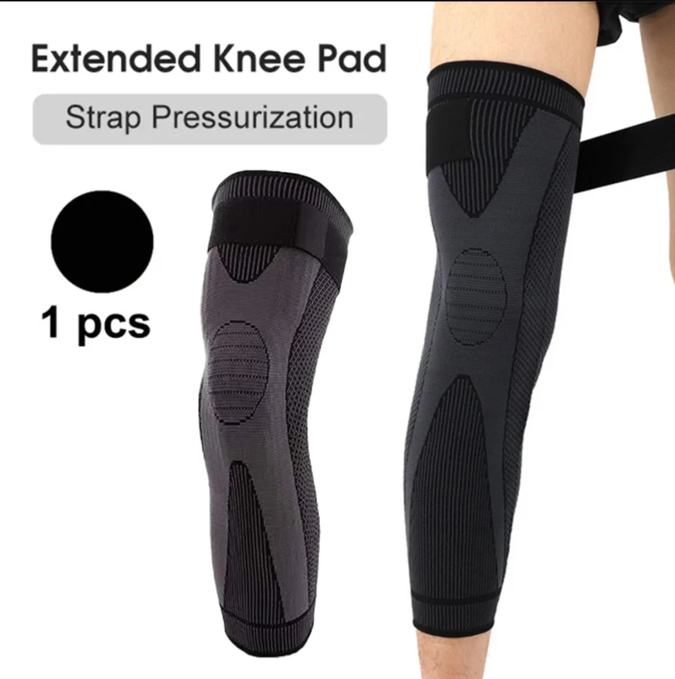 Non-Slip Elastic Long Leg Sleeve Knee Pads – Pressurized Running & Sports Warm Leg Protection