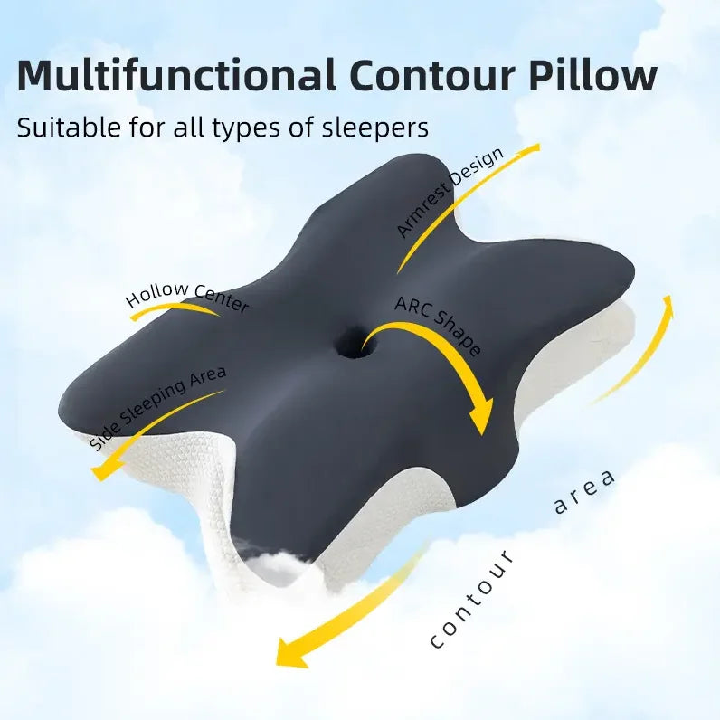 Butterfly Shape Memory Foam Cervical Pillow – Slow Rebound Orthopedic Neck Support Pillow